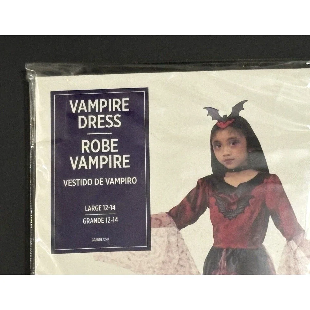 Vampire Dress Girls Size Large 12-14 Burgundy New 2 Piece Set Halloween Costume